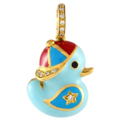 Aaron Basha 18K Yellow Gold Diamond and Enamel Rubber Duckie Charm AB18-111824