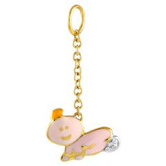 Aaron Basha 18K Yellow Gold Diamond and Enamel Baby Charm Pendant AB19-111524