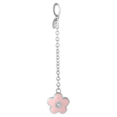 Aaron Basha, ciondolo a forma di fiore rosa smaltato con diamanti in oro bianco 18 carati AB20-111824