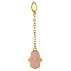 Aaron Basha Ciondolo Charm in oro giallo 18 carati con diamanti e smalto rosaAB11-111824