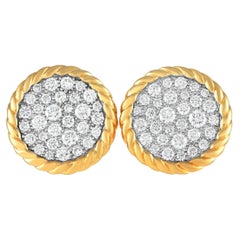 DAVID YURMAN Elements 18K Yellow Gold 0.80ct Diamond Disc Earrings DY03-120624