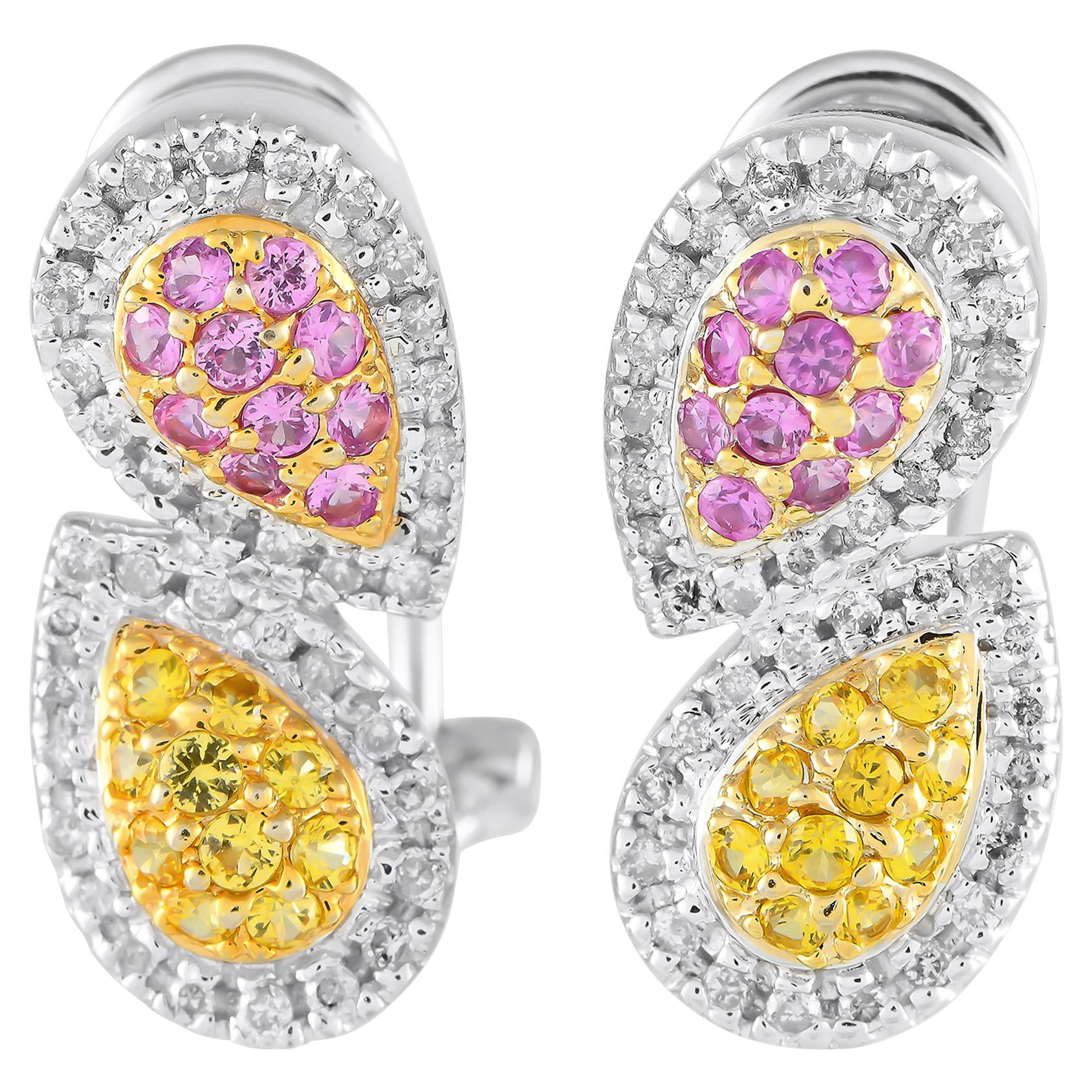 14K White Gold 0.33ct Diamond and Sapphire Earrings MF24-120324