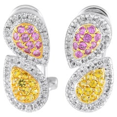 14K White Gold 0.33ct Diamond and Sapphire Earrings MF24-120324