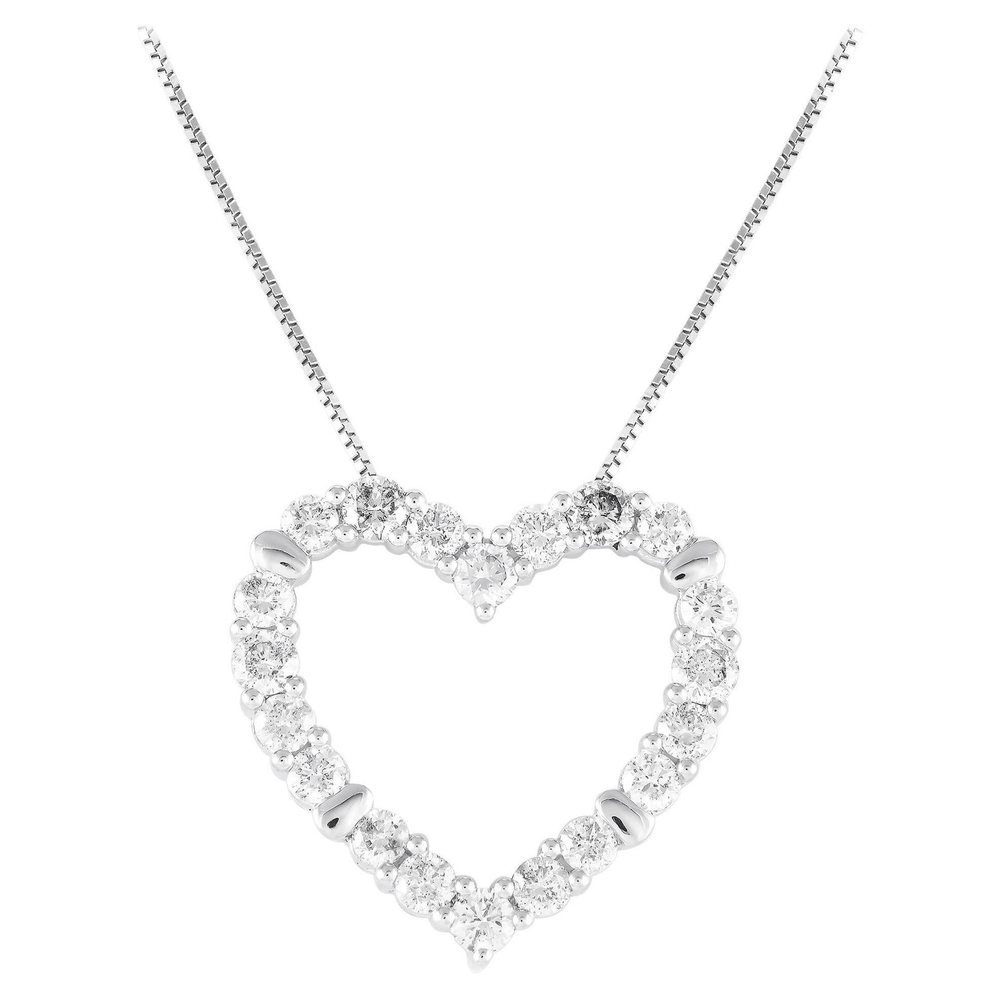 14K White Gold 2.0ct Diamond Heart Necklace MF16-120524