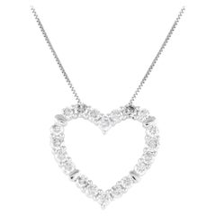 14K White Gold 2.0ct Diamond Heart Necklace MF16-120524