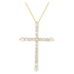14K Yellow Gold 2.50ct Diamond Cross Pendant Necklace MF17-120524