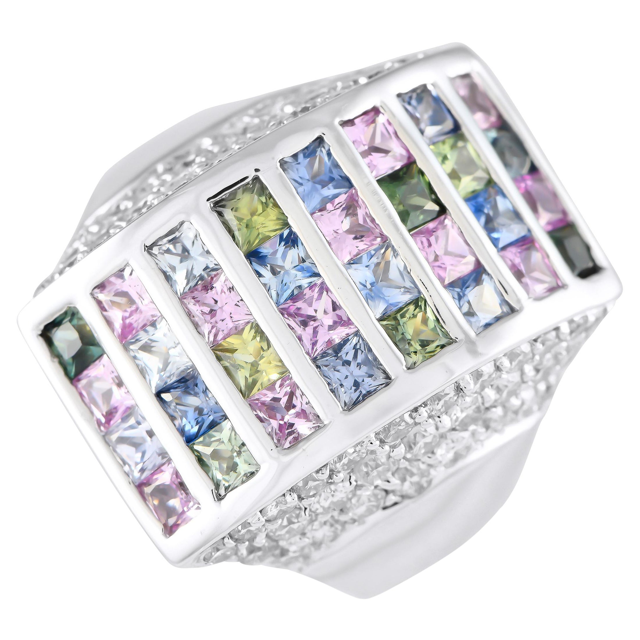 18K White Gold 1.40ct Diamond and Sapphire Ring MF21-120524