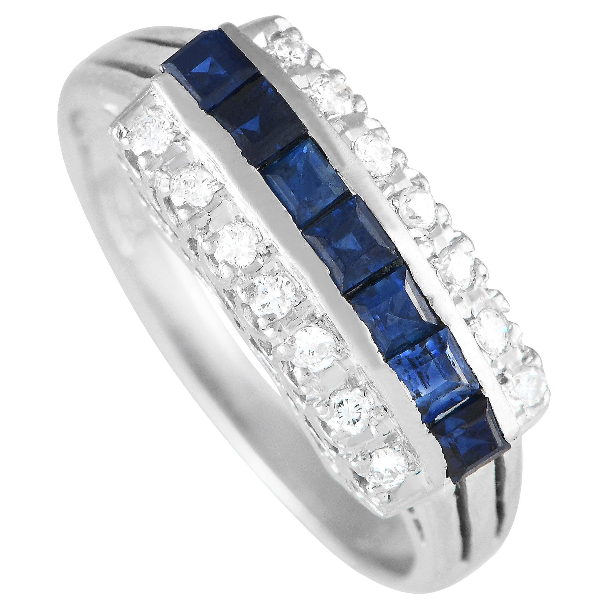 Platinum 0.15ct Diamond and Sapphire Ring MF10-112924