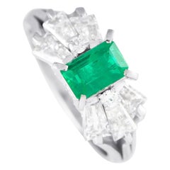 Platinum 1.07ct Diamond and Emerald Ring MF04-120224