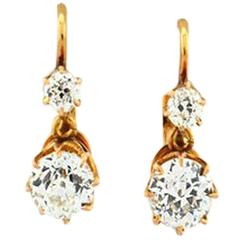 Victorian Old European Cut Diamond Double Earrings