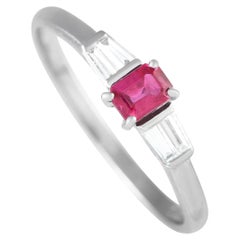 Platinum 0.15ct Diamond and Ruby Three-Stone Ring MF11-112924