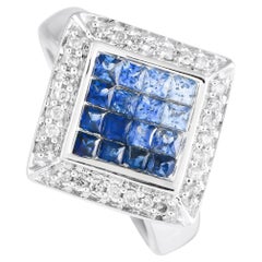 14K White Gold 0.20ct Diamond and Sapphire Ring MF20-120324