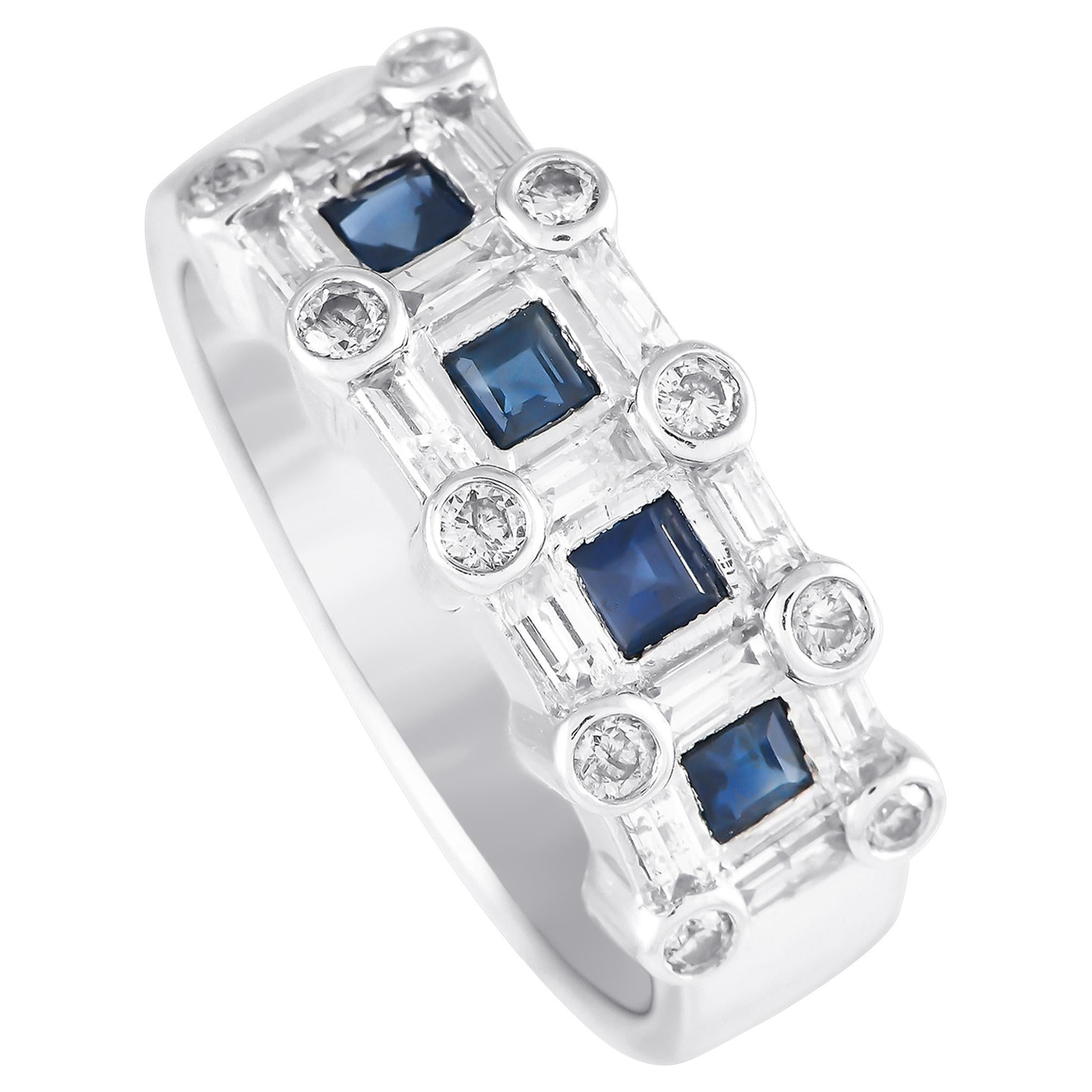 14K White Gold 0.60ct Diamond and Sapphire Ring MF22-120324