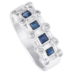 14K White Gold 0.60ct Diamond and Sapphire Ring MF22-120324