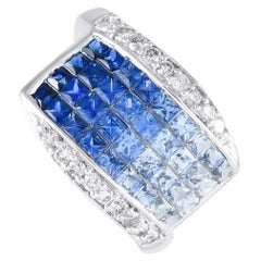 14K White Gold 0.42ct Diamond and Sapphire Ring MF27-120324