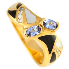 14K Yellow Gold 0.15ct Diamond and Tanzanite Ring MF01-120424