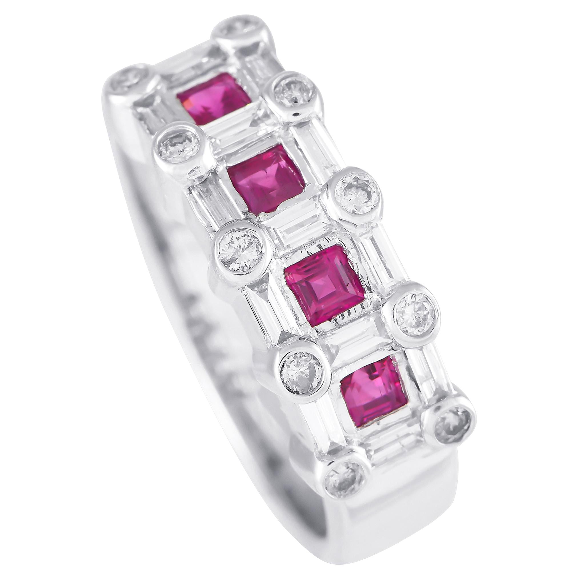 14K White Gold 0.60ct Diamond and Ruby Ring MF03-120424