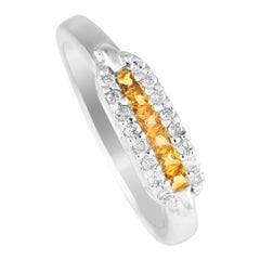 Anello in oro bianco 14K con diamanti e zaffiri da 0,15 carati MF04-120424