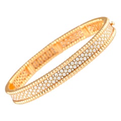 Van Cleef Arpels Perlee 18K Rose Gold 3.37ct Diamond Bangle Bracelet VC07-112624