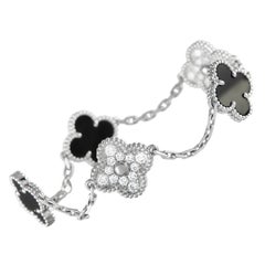 Van Cleef & Arpels Alhambra 18K White Gold Diamond and Onyx Bracelet VCARP2R900