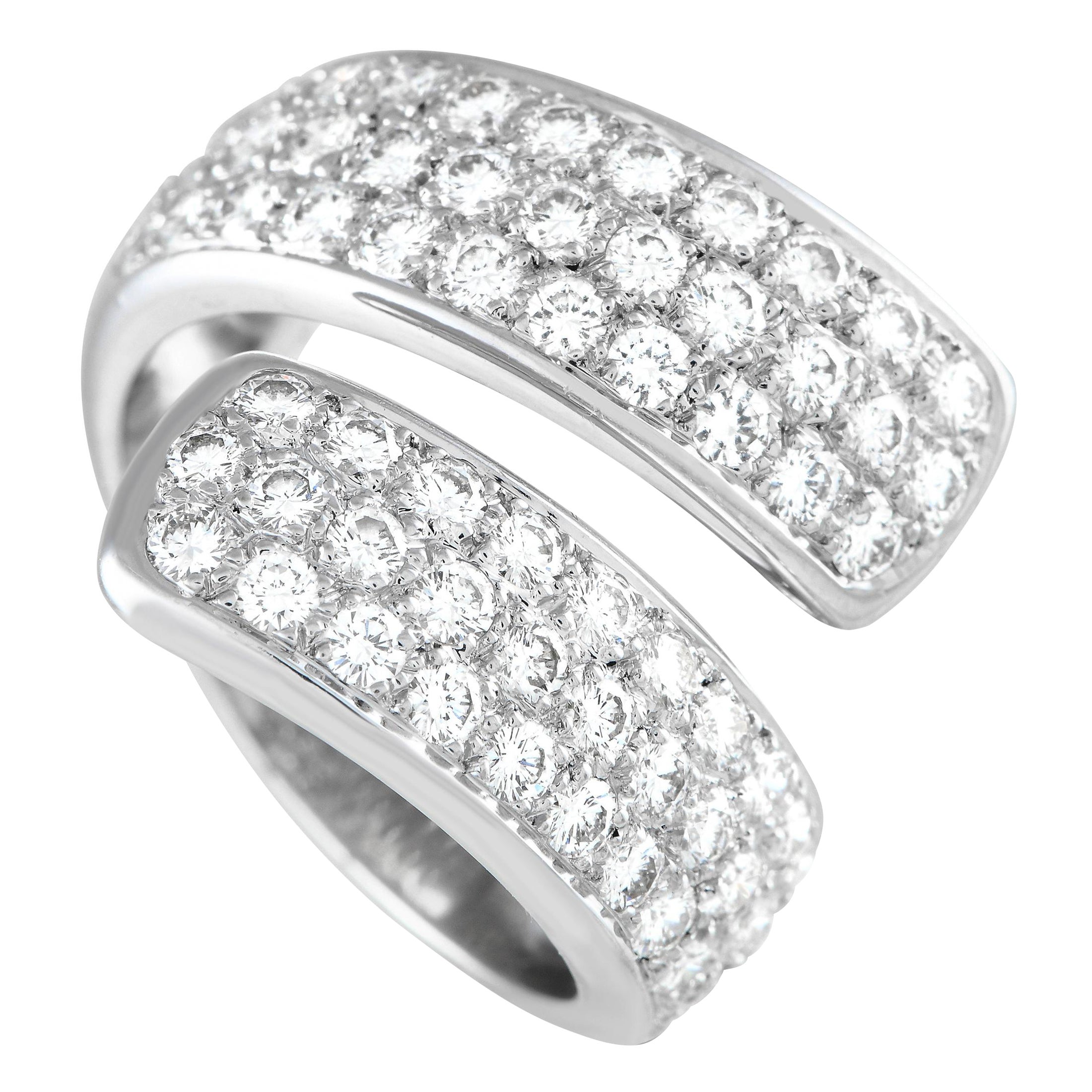 Van Cleef & Arpels Vintage 18K White Gold 1.35ct Diamond Bypass Ring VC15-112724