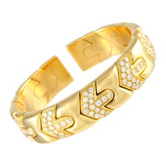 Bvlgari Vintage Alveare 18K Gold 3.0ct Diamond Bangle Bracelet BV01-112624