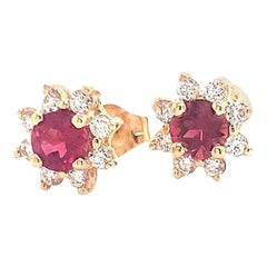 Ohrringe mit Diamanten und Saphiren aus 14 Karat Gelbgold, 0,66 TCW-zertifiziert