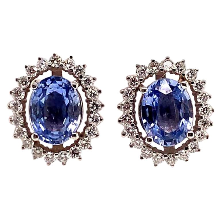 Orecchini con diamanti e zaffiri in oro 14k con certificato 3,24 TCW