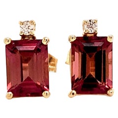 Natural Tourmaline Diamond Earrings 14k Gold 2.13 TCW Certified