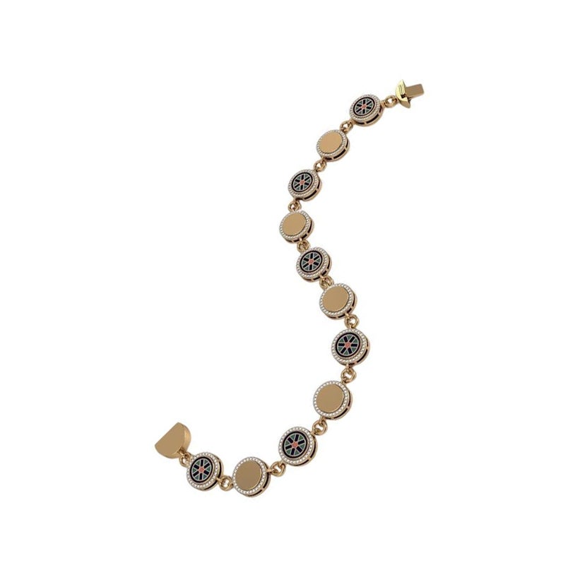 SOHNAA 18Kt Gold Diamond Enamel Miraas Omira Loose Bracelet Medium For Sale