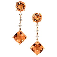 Boucles d'oreilles en or 14 carats avec Morganite naturelle certifiée 10,1 TCW