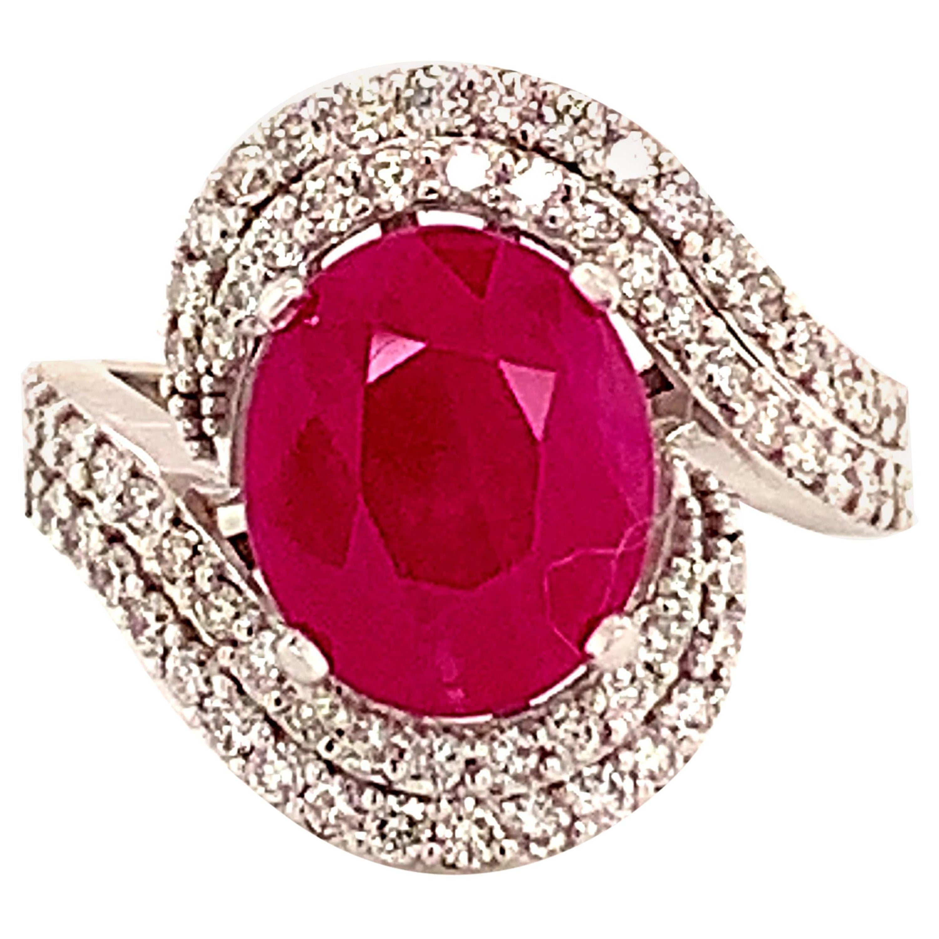 Natural Ruby Diamond Ring 14k Gold 6.32 TCW GIA Certified