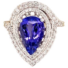 Natural Tanzanite Diamond Ring 14k Gold 4.54 TCW GIA Certified