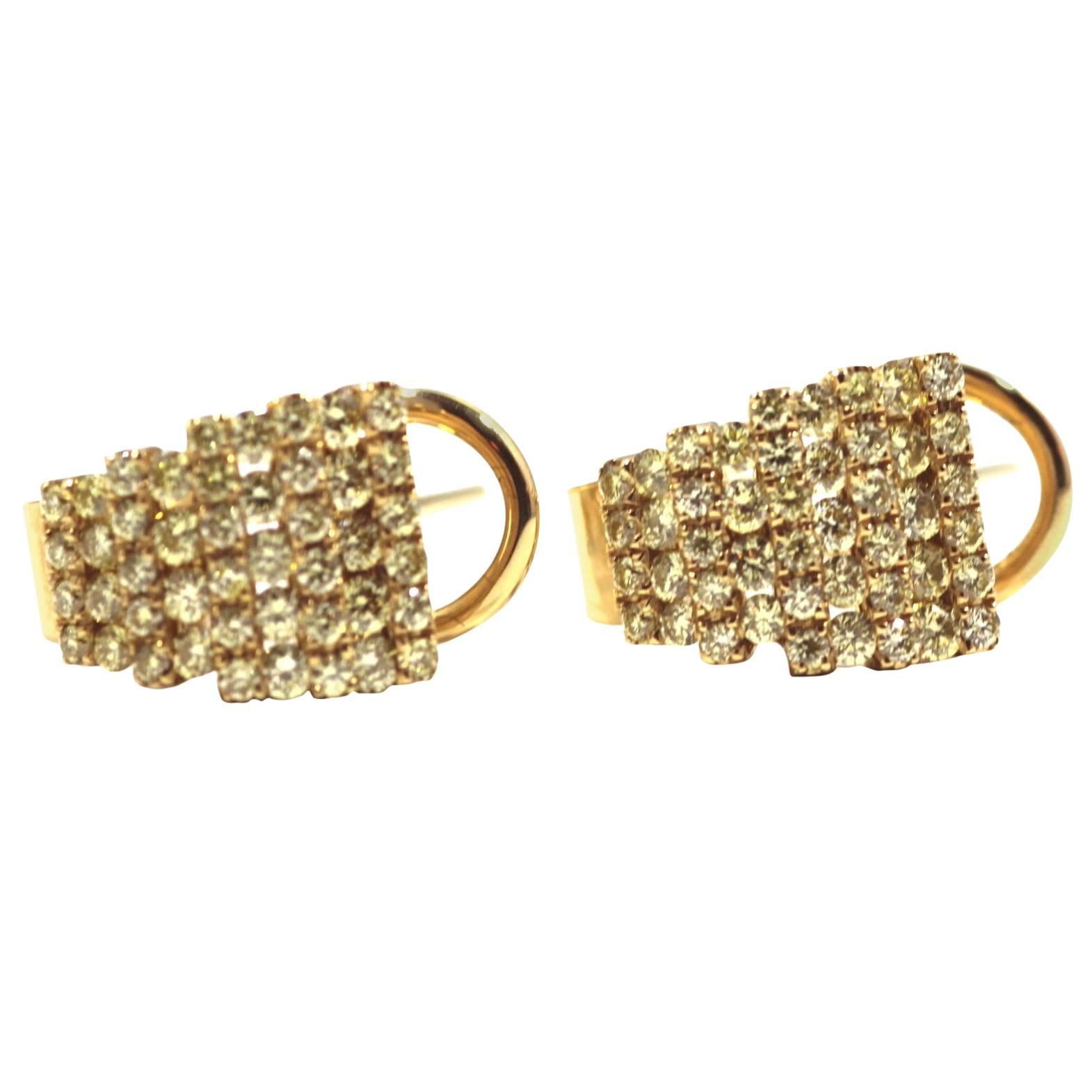 Fancy Yellow Diamond Earrings For Sale