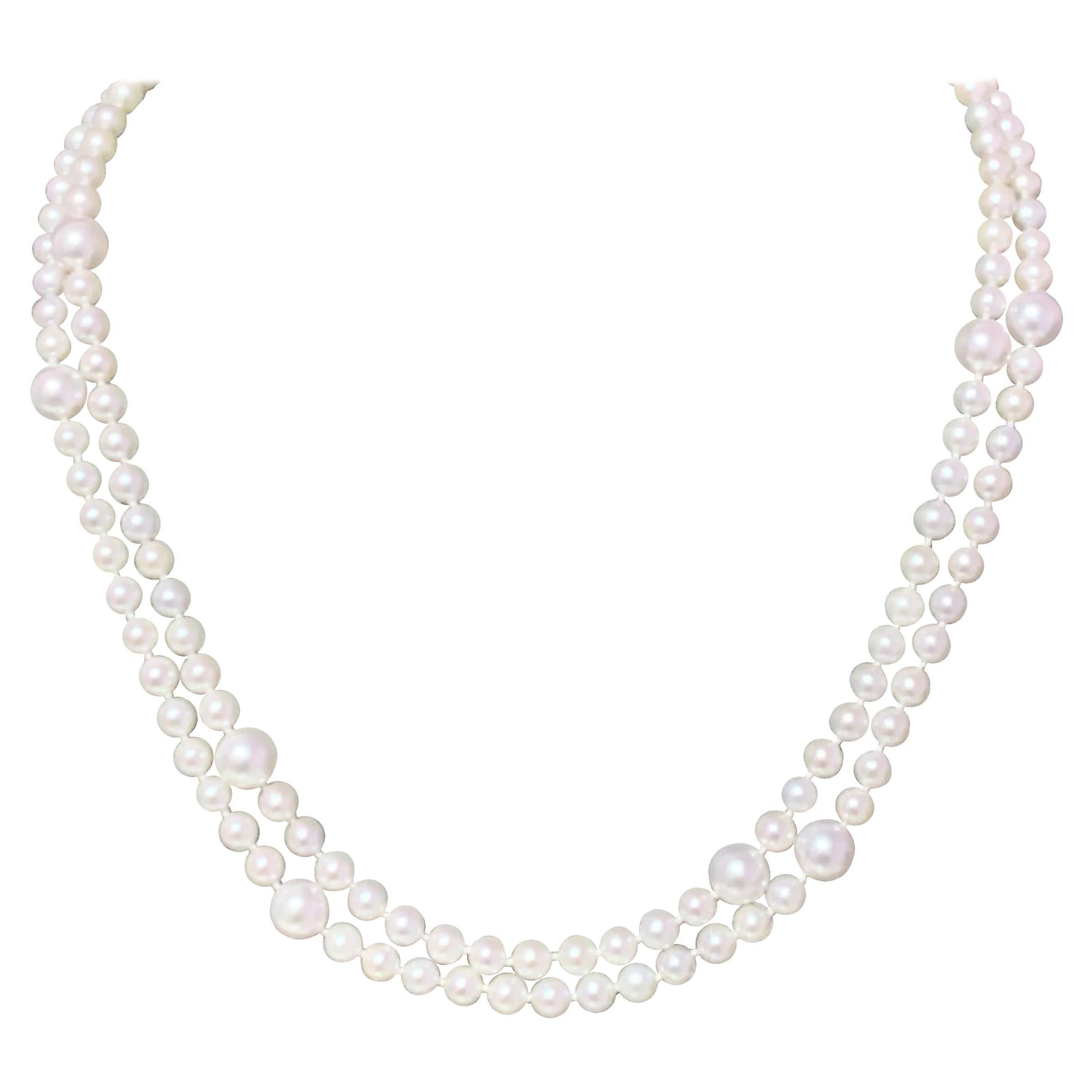 Akoya Pearl Necklace 14k Yellow Gold 37.25" 8.5 mm Certified