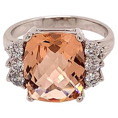 Bague Morganite en or 14 carats certifiée TCW de 5,60 carats