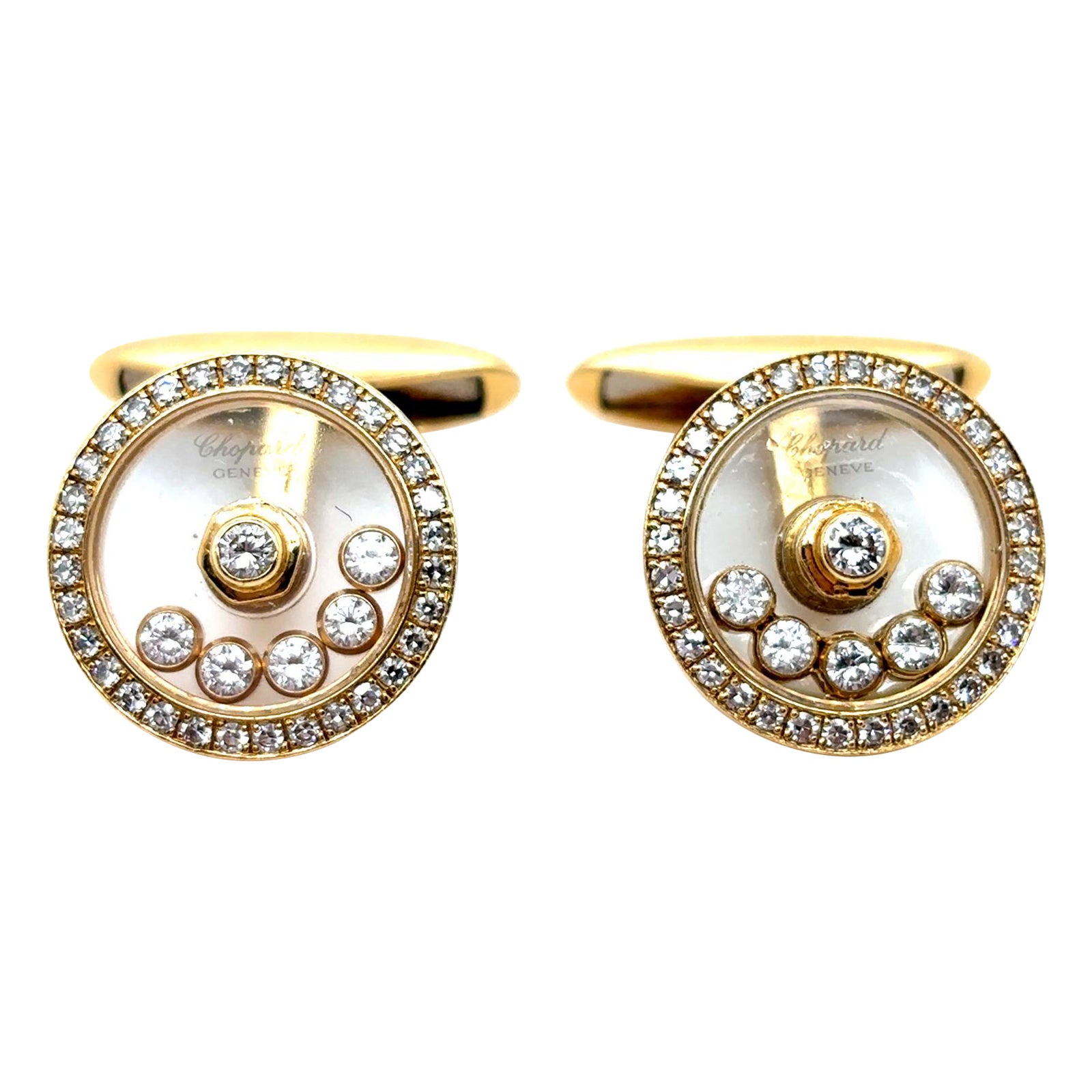 Chopard Happy Diamond Circle 18 Karat Yellow Gold Cufflinks