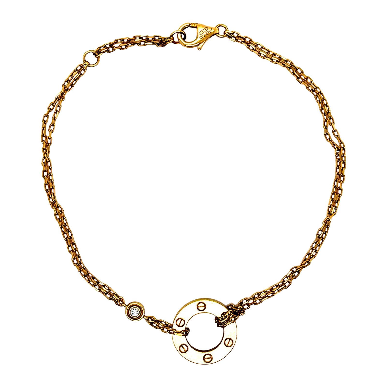 Pulsera Cartier Love Oro Amarillo 18 Kilates Dos Diamantes
