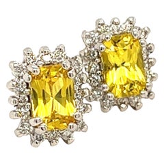 Orecchini con zaffiro naturale e diamante in oro 14k W 1,71 TCW certificati
