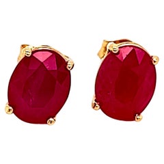Ovaler Rubin-Ohrstecker in ovaler Form 14k Y Gold 4,03 TCW zertifiziert