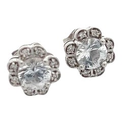 Orecchini con zaffiro naturale e diamante in oro bianco 14k 1,62 TCW certificato