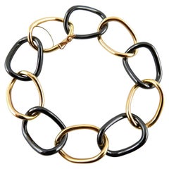Jona High-Tech Black Ceramic 18 Karat Yellow Gold Groumette Link Bracelet