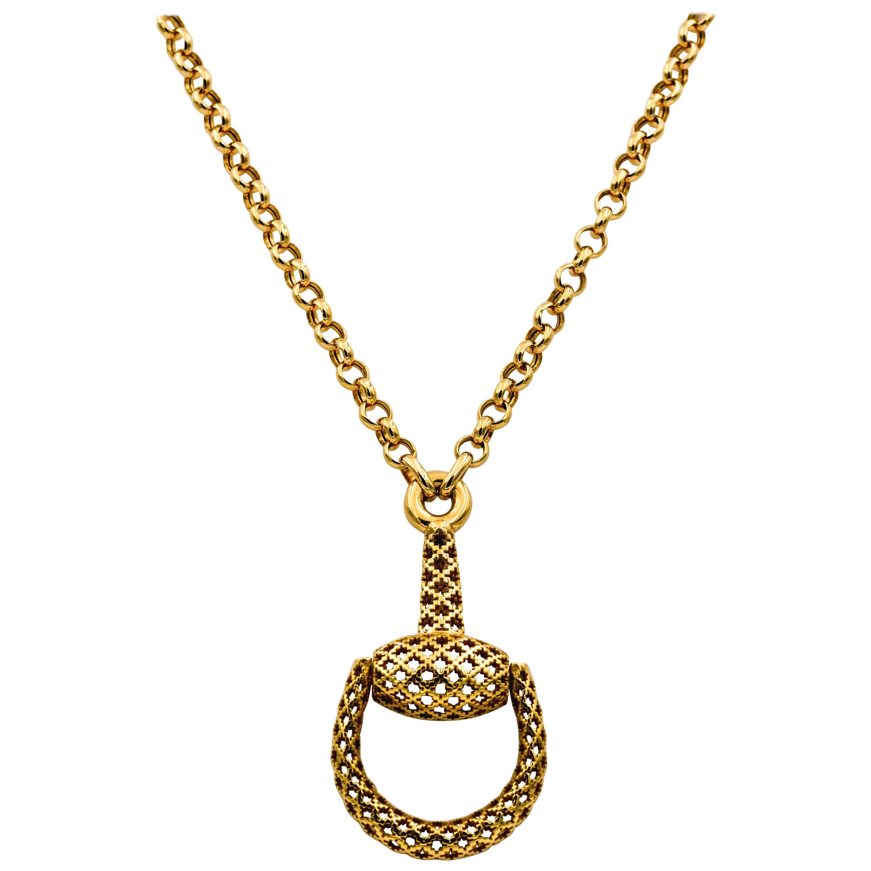 Gucci 18 Karat Yellow Gold Horse Bit Italian Necklace