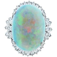Fiery Platinum Mount Opal and Diamond Ring 4