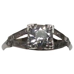 Art Deco Platinum with Diamond Engagement Ring 7