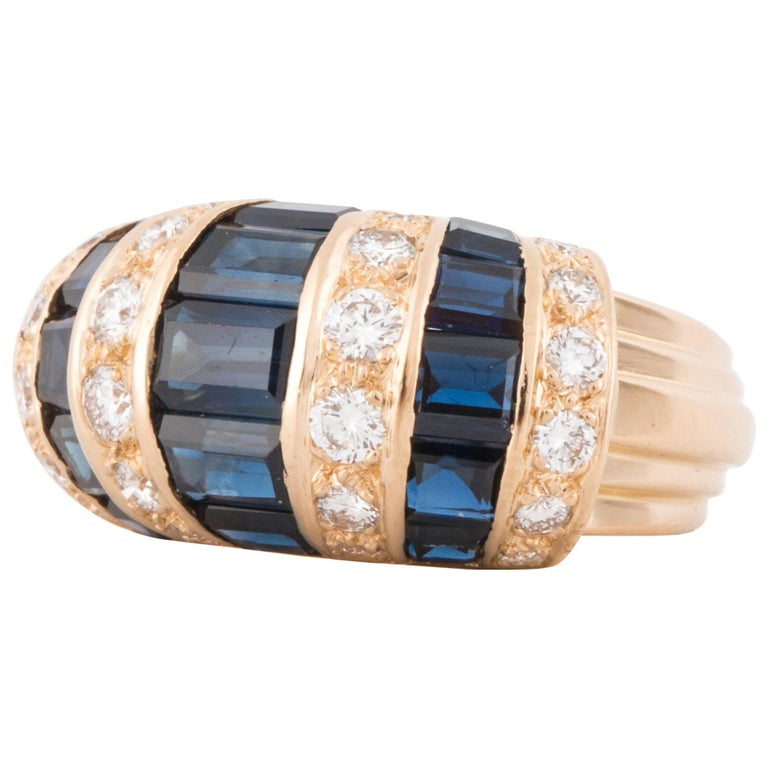 Oscar Heyman Bros. Sapphire and Diamond Ring in 18K Gold For Sale