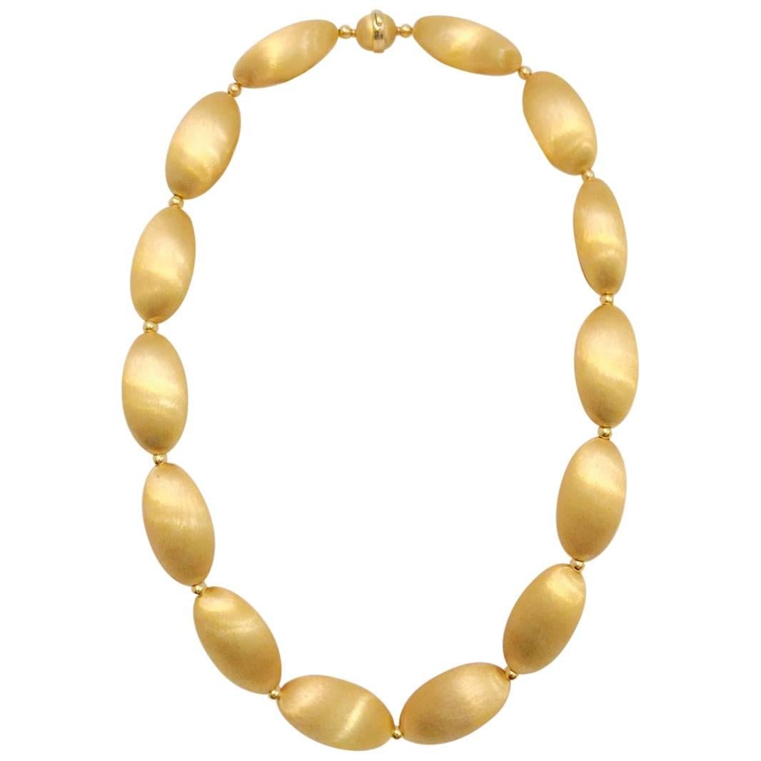 Magnificent Matte Finish Gold Oblong Links Necklace For Sale