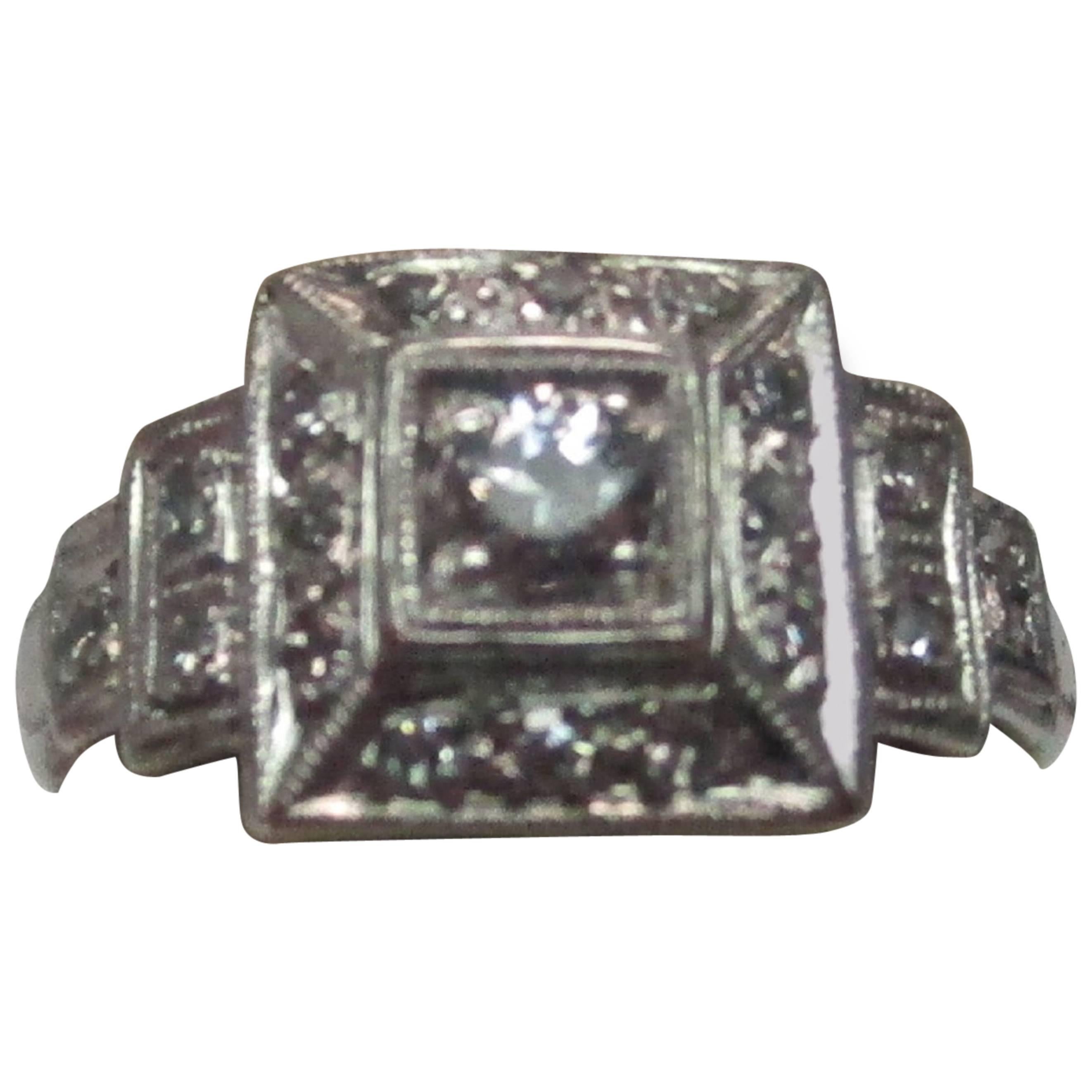 Platinum Diamond Art Deco Engagement Ring