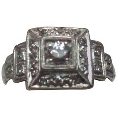 Platinum Diamond Art Deco Engagement Ring