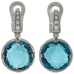 Bulgari Parentesi Diamond Blue Topaz White Gold Drop Earrings 4